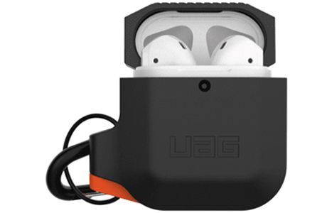 Чехлы для AirPods: Чохол для навушників Urban Armor Gear UAG Silicone Case Black/Orange Apple AirPods 1/2 (чорно-помаранчевий)