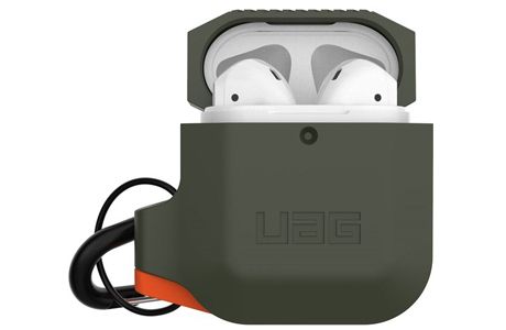 Чехлы для AirPods: Чохол для навушників Urban Armor Gear UAG Silicone Case Olive Drab/Orange Apple AirPods 1/2 (оливково-помаранчевий)