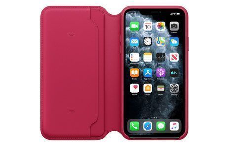 Чехлы для iPhone: Шкіряний чохол Apple Leather Folio для iPhone 11 Pro Max (малина)