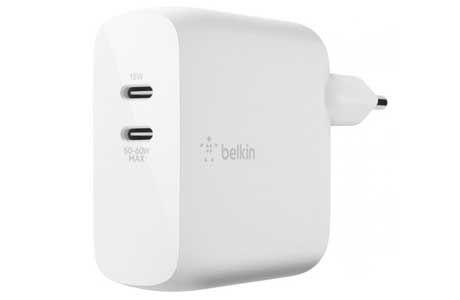 Зарядные устройства: Сетевое ЗУ Belkin GAN (50+18W) Dual USB-С, белое