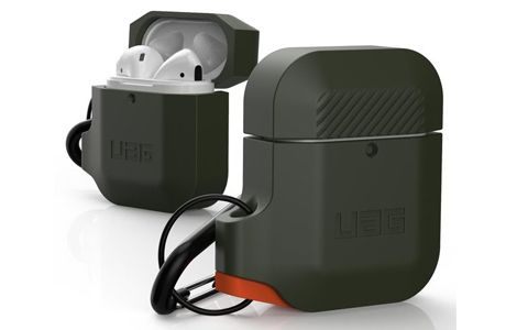 Чехлы для AirPods: Чохол для навушників Urban Armor Gear UAG Silicone Case Olive Drab/Orange Apple AirPods 1/2 (оливково-помаранчевий)