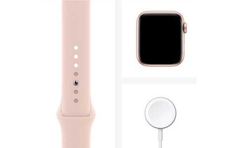Apple Watch Series 6: Apple Watch Series 6 40 мм, розовый спортивный ремешок (золотые)