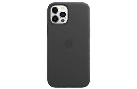 Чехлы для iPhone: Кожаный чехол MagSafe для iPhone 12 Pro Max, чёрный цвет