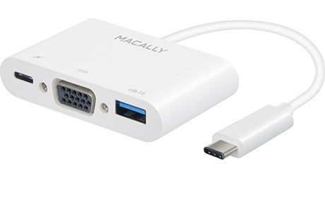 Кабели и переходники: Сплітер Macally USB-C — USB + USB-C + VGA
