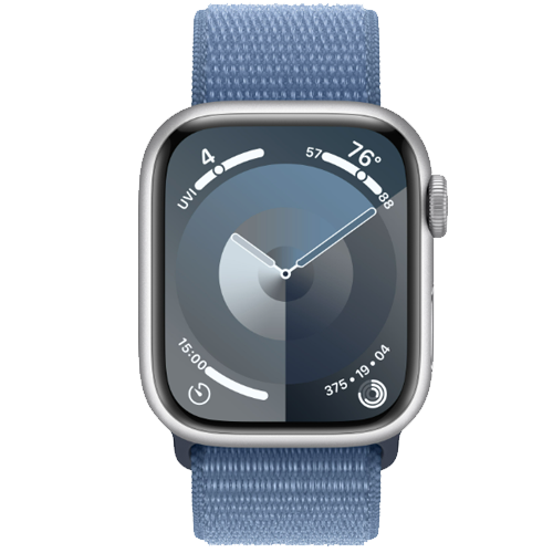 Apple Watch Series 9: Apple Watch Series 9 41mm Silver Aluminum Case with Winter Blue Sport Loop