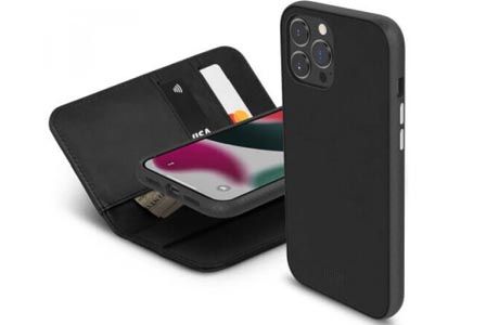 Чехол для iPhone 13: Moshi Overture Case with Detachable Magnetic Wallet Jet Black for iPhone 13