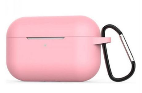 Чехлы для AirPods: Чохол для навушників Blueo Liquid Silicone Case for Apple AirPods Pro with Carbine рожевий