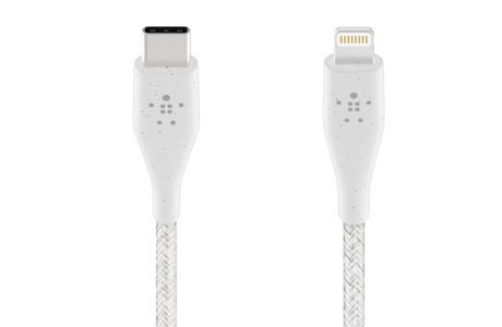 Кабели: Кабель синхронізації Belkin DuraTek Plus USB-C - Lightning, 1.2m, white (білий)