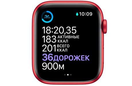 Apple Watch Series 6: Apple Watch Series 6 44 мм, красный спортивный ремешок (красные)
