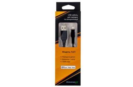 Кабели и переходники: Кабель Grand-X USB-Lightning сертиф. Apple, MFI, 1m, Упаковка-гіфтбокс з вікном TL01