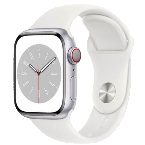 Apple Watch Series 8: Apple Watch Series 8 GPS 45mm Silver Aluminium Case with White Sport Band