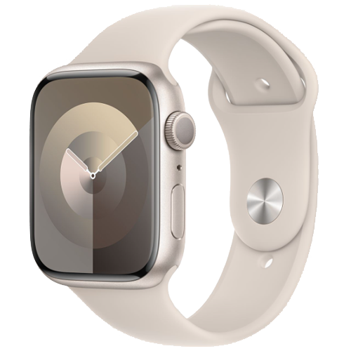 Apple Watch Series 9: Apple Watch Series 9 45mm Starlight Aluminum Case with Starlight Sport Band - S/M