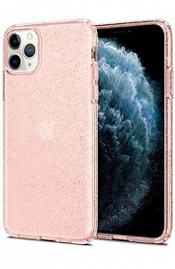 Чехлы для iPhone: Чохол Spigen для iPhone 11 Pro Max Liquid Crystal Glitter, Rose Quartz (прозорий)